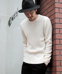 UNION STATION | 【2016-17AW商品】ミドルゲージケーブル柄クルーニット(ニット/セーター)