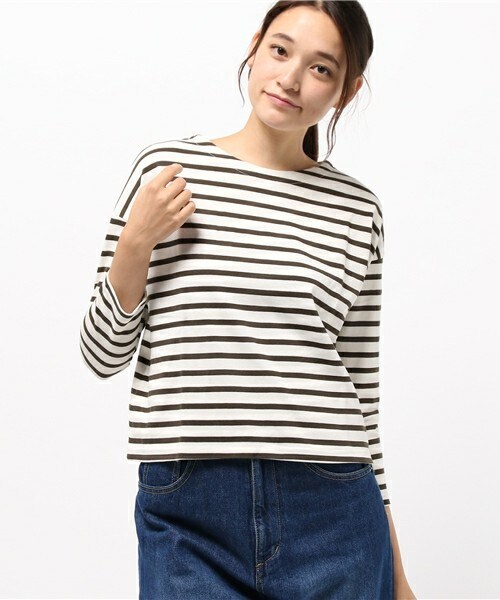 archives（アルシーヴ）の「バスクオフショルプルオーバー（Tシャツ/カットソー・レディース・ホワイト×ネイビー/ブラック×ホワイト/グリーン系その他・MEDIUM）」の3枚目の写真