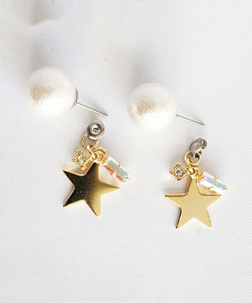 PAULOWNIA（ポロウニア）の「コットンスター（ピアス（両耳用）・レディース・ブラック/ホワイト・Free）」の2枚目の写真