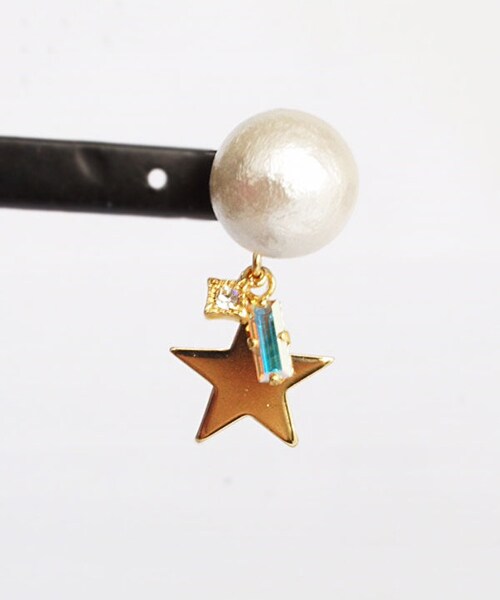 PAULOWNIA（ポロウニア）の「コットンスター（ピアス（両耳用）・レディース・ブラック/ホワイト・Free）」の3枚目の写真