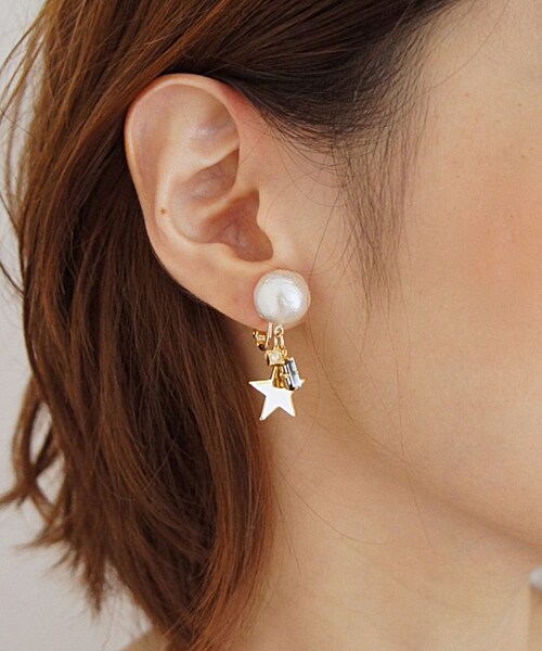 PAULOWNIA（ポロウニア）の「コットンスター（ピアス（両耳用）・レディース・ブラック/ホワイト・Free）」の5枚目の写真