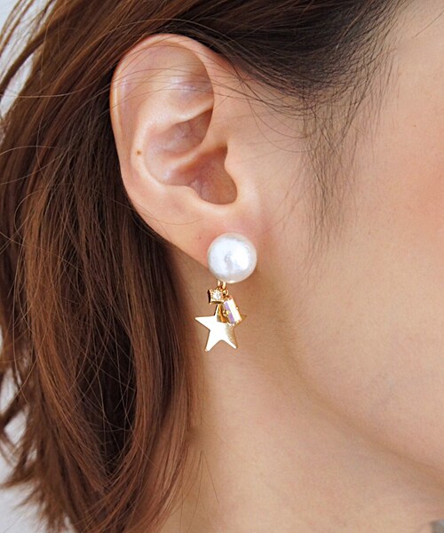 PAULOWNIA（ポロウニア）の「コットンスター（ピアス（両耳用）・レディース・ブラック/ホワイト・Free）」の4枚目の写真