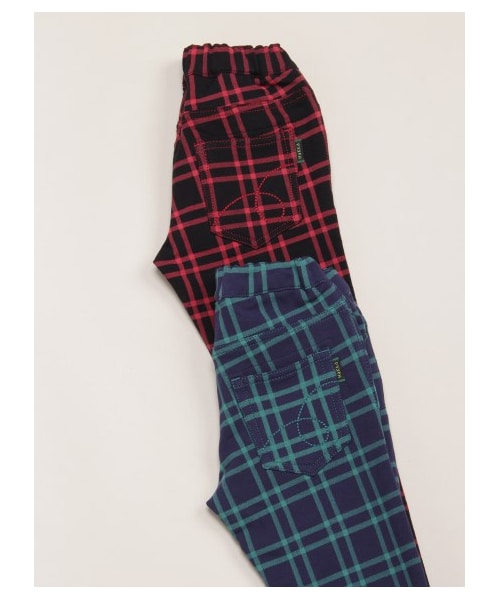 HAKKA KIDS（ハッカキッズ）の「オリジナルチェックプリント 総ゴムフル丈スリムパンツ（パンツ・レディース・ネイビー/ブラック・100/110/120）」の8枚目の写真