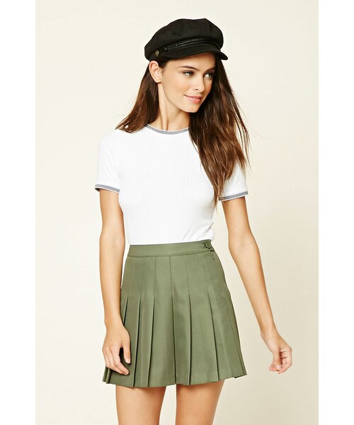 FOREVER 21（フォーエバー トゥエンティーワン）の「FOREVER 21 Pleated Mini Skirt（スカート・レディース・Pink/Green・XS/S/M/L）」の2枚目の写真