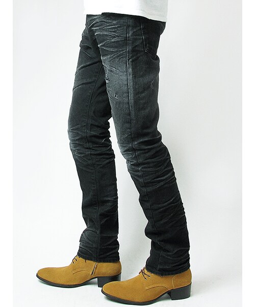 JACKROSE（ジャックローズ）の「ヴィンテージ加工ストレートデニム（パンツ・メンズ・ブラック/インディゴ・S/M/L/XL）」の2枚目の写真