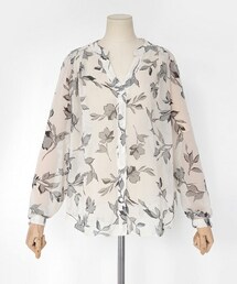DHOLIC | リーフパターンVネックシアーブラウス(シャツ/ブラウス)