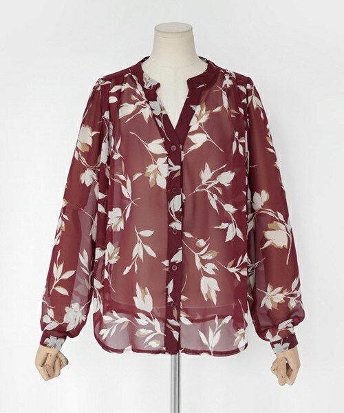 DHOLIC（ディーホリック）の「リーフパターンVネックシアーブラウス（シャツ/ブラウス・レディース・アイボリー/マスタード/ワイン・FREE）」の3枚目の写真