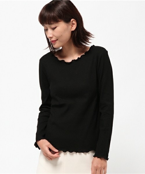 archives（アルシーヴ）の「ラウンドメローテレコトップス（Tシャツ/カットソー・レディース・オフホワイト/ブラック/グレー/ベージュ/ワイン・MEDIUM）」の2枚目の写真