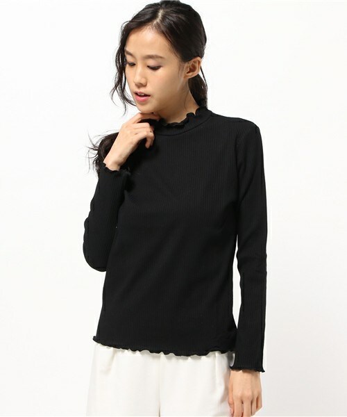 archives（アルシーヴ）の「ハイネックメローテレコトップス（Tシャツ/カットソー・レディース・オフホワイト/ブラック/グレー/ベージュ/ワイン・MEDIUM）」の2枚目の写真