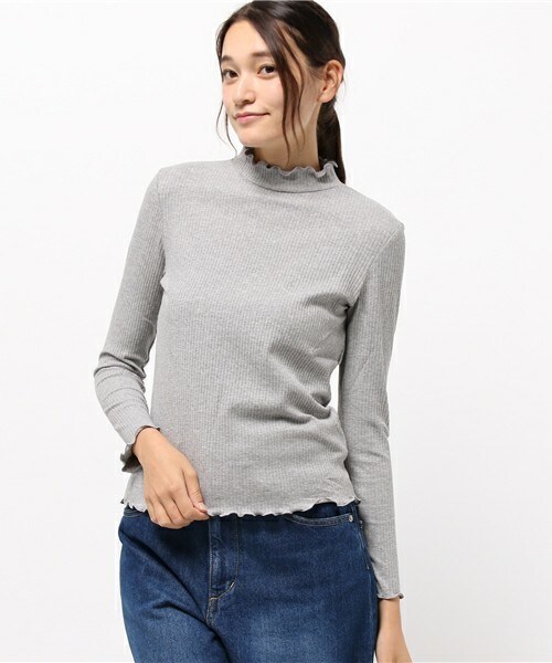 archives（アルシーヴ）の「ハイネックメローテレコトップス（Tシャツ/カットソー・レディース・オフホワイト/ブラック/グレー/ベージュ/ワイン・MEDIUM）」の3枚目の写真