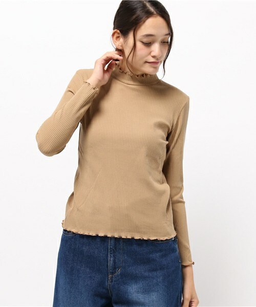 archives（アルシーヴ）の「ハイネックメローテレコトップス（Tシャツ/カットソー・レディース・オフホワイト/ブラック/グレー/ベージュ/ワイン・MEDIUM）」の4枚目の写真