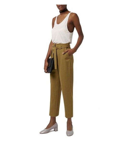 TOPSHOP（トップショップ）の「Topshop Belted Tapered Paperbag Trousers (Petite)（その他パンツ・レディース・Green・Petite 2P US (fits like 0P)）」の3枚目の写真
