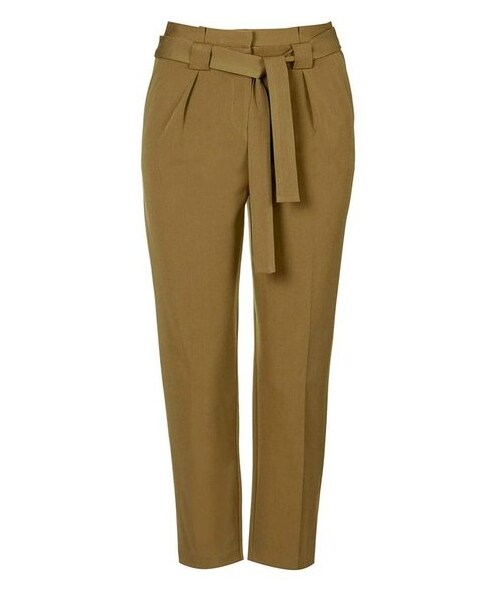TOPSHOP（トップショップ）の「Topshop Belted Tapered Paperbag Trousers (Petite)（その他パンツ・レディース・Green・Petite 2P US (fits like 0P)）」の2枚目の写真