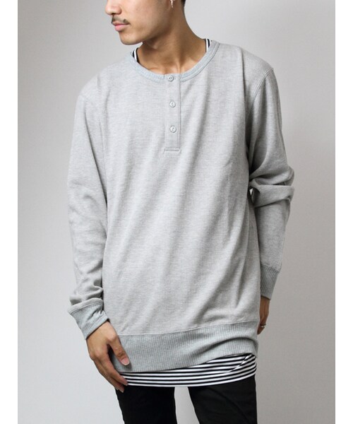 JACKROSE(ジャックローズ)の「レイヤードヘンリーネックロンTEE(トップス・メンズ・ブラック/グレー/ホワイト・M/L)」の19枚目の写真