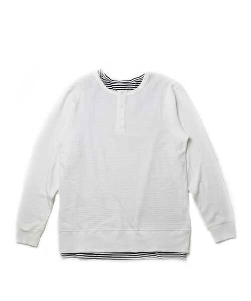 JACKROSE(ジャックローズ)の「レイヤードヘンリーネックロンTEE(トップス・メンズ・ブラック/グレー/ホワイト・M/L)」の9枚目の写真