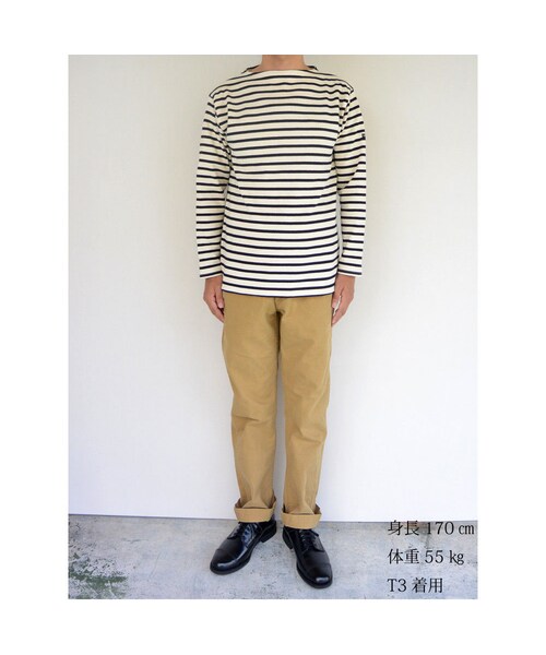 SAINT JAMES（セントジェームス）の「SAINT JAMES（ｾﾝﾄｼﾞｪｰﾑｽ） OUESSANT BORDER （ECRU×NOIR）【正規取り扱い品】（Tシャツ/カットソー・メンズ・その他）」の3枚目の写真