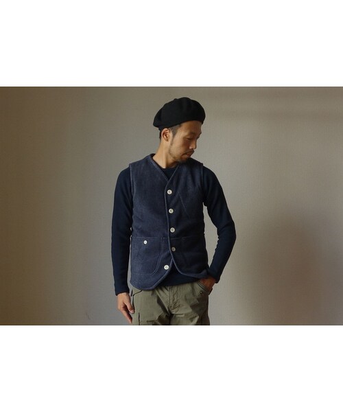 Re made in tokyo japan（アールイーメイドイントウキョウジャパン）の「【完売御礼】Re made in tokyo japan アールーイーメイドイントーキョージャパン BOA FLEECE  HUNTING VEST ボアフリース ハンチングベスト NVY（ベスト・メンズ・その他）」の6枚目の写真