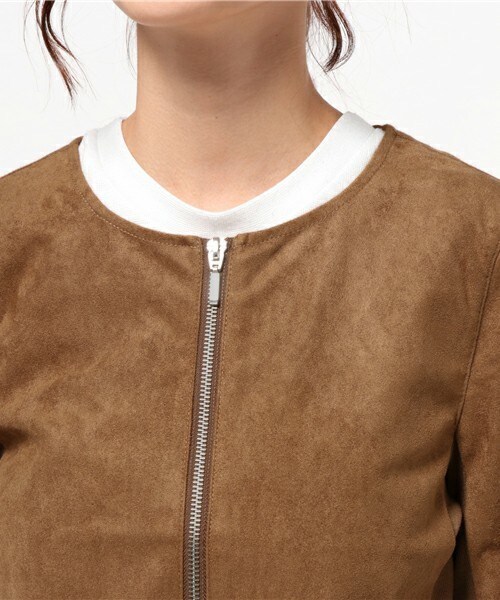 INTERPLANET WINGS(インタープラネットウィング)の「フェイクスエードノーカラーJK(ノーカラージャケット・レディース・ブラウン/ベージュ・FREE)」の6枚目の写真