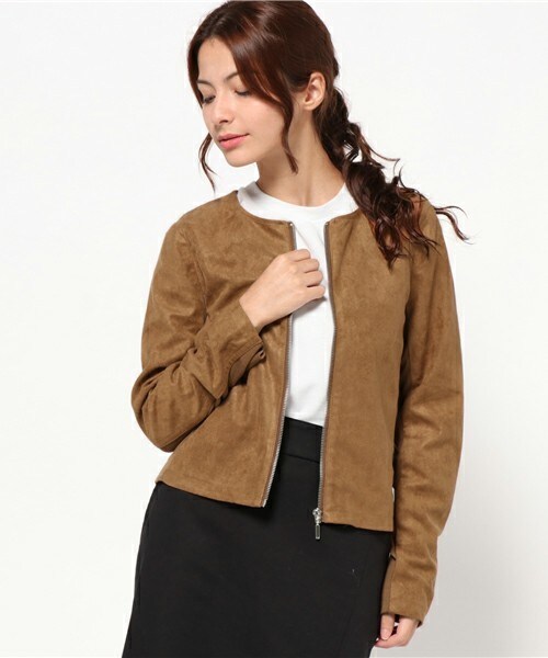 INTERPLANET WINGS(インタープラネットウィング)の「フェイクスエードノーカラーJK(ノーカラージャケット・レディース・ブラウン/ベージュ・FREE)」の11枚目の写真