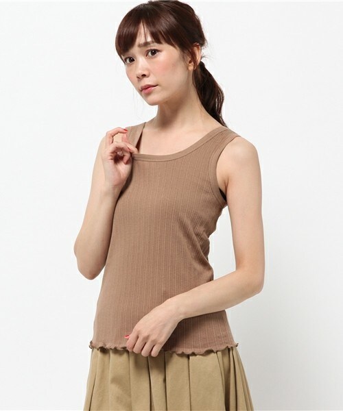 archives（アルシーヴ）の「変形リブタンクトップ（Tシャツ/カットソー・レディース・オフホワイト/ブラウン/ネイビー/ピンク・MEDIUM）」の2枚目の写真