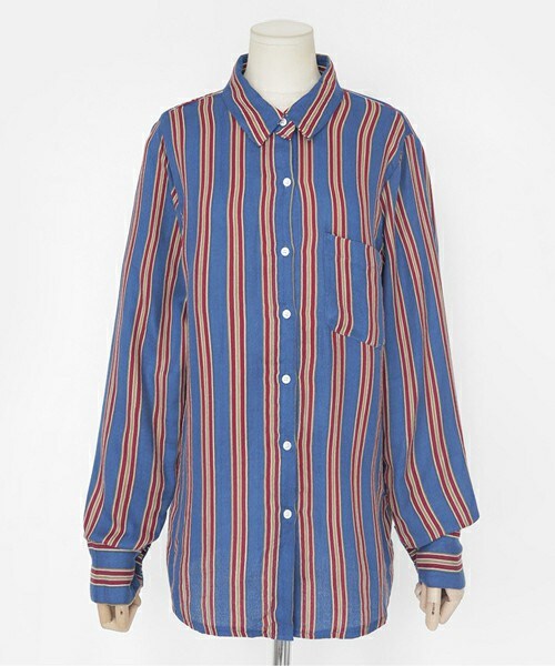 DHOLIC（ディーホリック）の「3COLORSアイビーストライプシャツ（シャツ/ブラウス・レディース・ダークレッド/ブルー/ベージュ・FREE）」の3枚目の写真