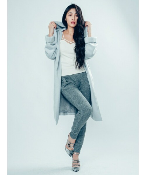 GYDA（ジェイダ）の「フードトッパーコート（ジャケット/アウター・レディース・グレー/ブラック/ベージュ）」の4枚目の写真