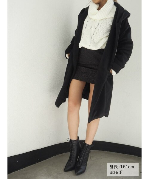 GYDA（ジェイダ）の「フードトッパーコート（ジャケット/アウター・レディース・グレー/ブラック/ベージュ）」の7枚目の写真