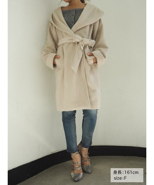 GYDA（ジェイダ）の「フードトッパーコート（ジャケット/アウター・レディース・グレー/ブラック/ベージュ）」の6枚目の写真