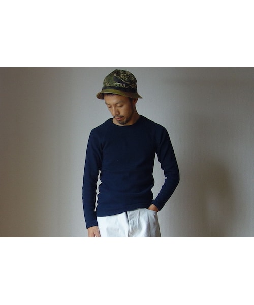 MANUAL ALPHABET(マニュアル アルファベット)の「MANUAL ALPHABET マニュアルアルファベット MA-C-026 ハーフフライス クルーネック ロングスリーブ TEE NVY ネイビー(Tシャツ/カットソー・メンズ・その他)」の1枚目の写真