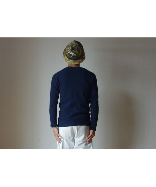 MANUAL ALPHABET(マニュアル アルファベット)の「MANUAL ALPHABET マニュアルアルファベット MA-C-026 ハーフフライス クルーネック ロングスリーブ TEE NVY ネイビー(Tシャツ/カットソー・メンズ・その他)」の2枚目の写真