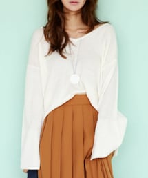 DHOLIC | スリットカフスVネックニットプルオーバー(ニット/セーター)