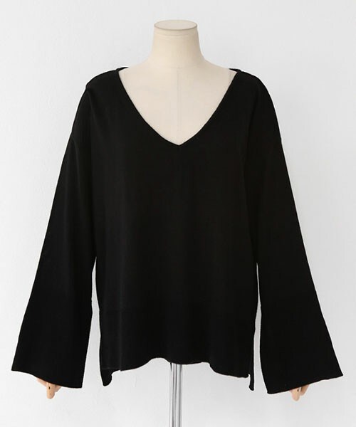 DHOLIC（ディーホリック）の「スリットカフスVネックニットプルオーバー（ニット/セーター・レディース・ホワイトアイボリー/アクアグリーン/ブラック/イエロー・FREE）」の2枚目の写真