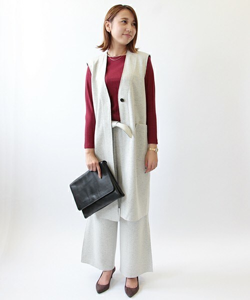 stefis（シュテフィス）の「【後藤真希さん着用】杢圧縮ウールワイドパンツ（その他パンツ・レディース・ライトグレー・36/38）」の13枚目の写真