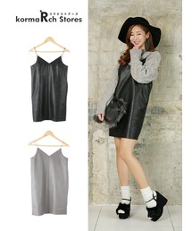 KORMARCH | レザー調Vネックワンピース(ワンピース)