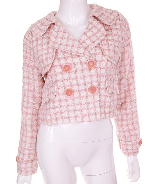 Bobon21(ボボンニジュウイチ)の「スイートハートウィング襟ショートトレンチ(トレンチコート・レディース・ピンク・S/M/L)」の1枚目の写真