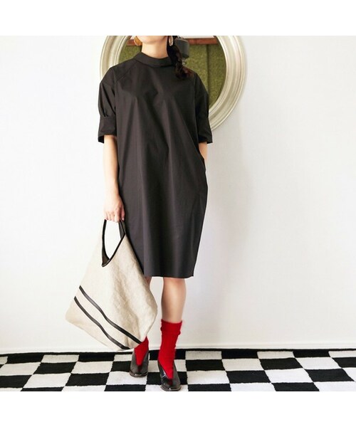 S.N.S. HERNING（エスエヌエスハーニング）の「SLADKY(スラドキー) シャツドレス（ワンピース・レディース・アイスグレー/ブラック・36（S））」の2枚目の写真