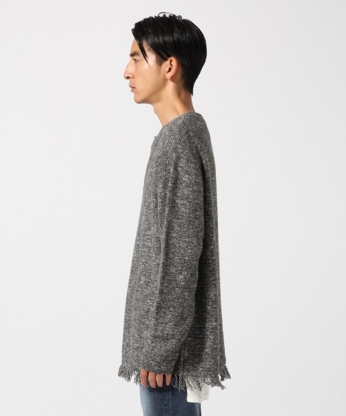 RAGEBLUE(レイジブルー)の「MIXフリンジキーネックニット(トップス・グレー系/ブラウン系・M/L)」の3枚目の写真