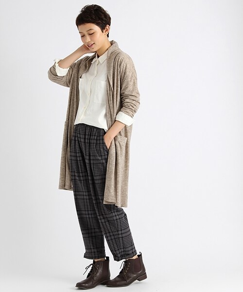 studio CLIP（スタディオクリップ）の「[浜島直子×studio CLIP]リネンレーヨン×レースワイドシャツ（トップス・オフホワイト/カーキ/ネイビー・M/L/S(WEB限定)/LL(WEB限定)/3L(WEB限定)）」の4枚目の写真