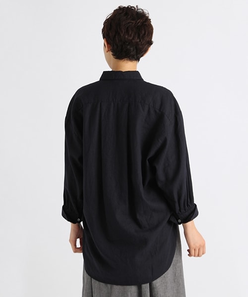 studio CLIP（スタディオクリップ）の「[浜島直子×studio CLIP]リネンレーヨン×レースワイドシャツ（トップス・オフホワイト/カーキ/ネイビー・M/L/S(WEB限定)/LL(WEB限定)/3L(WEB限定)）」の6枚目の写真