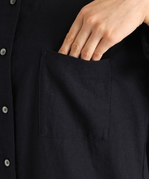 studio CLIP（スタディオクリップ）の「[浜島直子×studio CLIP]リネンレーヨン×レースワイドシャツ（トップス・オフホワイト/カーキ/ネイビー・M/L/S(WEB限定)/LL(WEB限定)/3L(WEB限定)）」の8枚目の写真