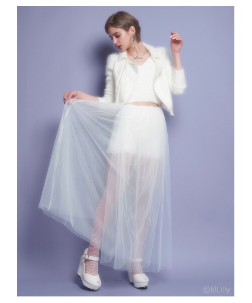lilLilly（リルリリー）の「チュールラップスカート（スカート・レディース・WHITE/PINK/RED/GRAY/BLACK・FREE）」の6枚目の写真