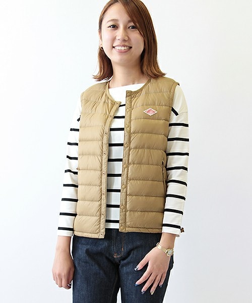 DANTON（ダントン）の「DANTON INNER DOWN VEST（ダウンベスト・レディース・ブラック/ベージュ・34）」の2枚目の写真