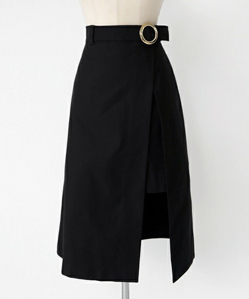 DHOLIC（ディーホリック）の「リングベルトスリットAラインスカート（スカート・レディース・ダークグリーン/ブラック・S/M）」の2枚目の写真