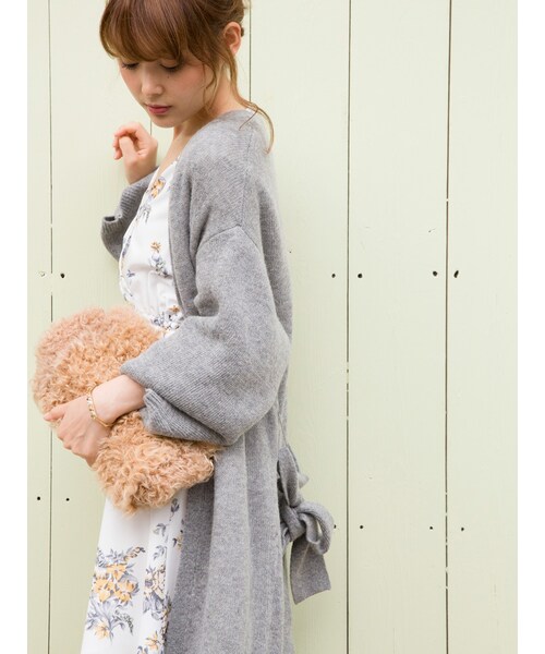 MERCURYDUO（マーキュリーデュオ）の「アンゴラストレッチニットガウン（ジャケット/アウター・レディース・グレー/ブラウン・F）」の6枚目の写真