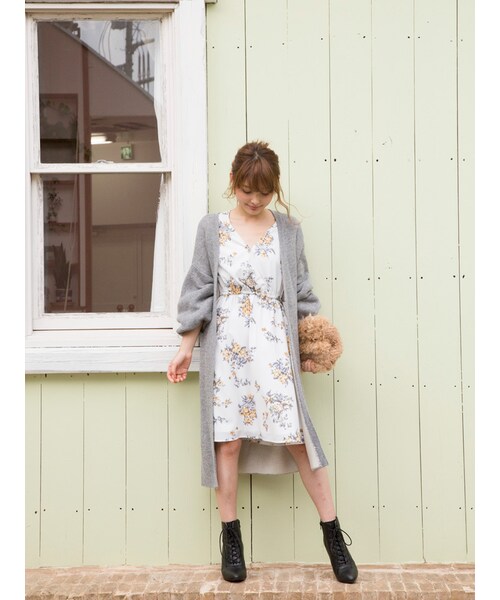 MERCURYDUO（マーキュリーデュオ）の「アンゴラストレッチニットガウン（ジャケット/アウター・レディース・グレー/ブラウン・F）」の5枚目の写真