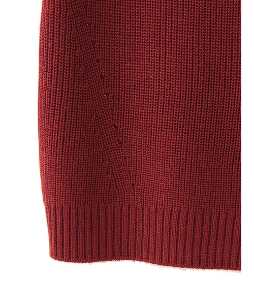 31 Sons de mode（トランテアン　ソン　ドゥ　モード）の「≪新作≫袖レース5分袖オフタートルニット（トップス・レディース・エンジ/ベージュ/カーキグリーン/ブラック・36）」の7枚目の写真