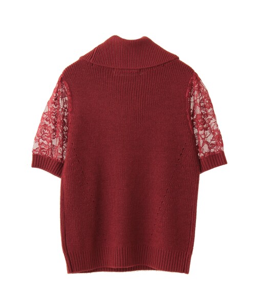 31 Sons de mode（トランテアン　ソン　ドゥ　モード）の「≪新作≫袖レース5分袖オフタートルニット（トップス・レディース・エンジ/ベージュ/カーキグリーン/ブラック・36）」の9枚目の写真