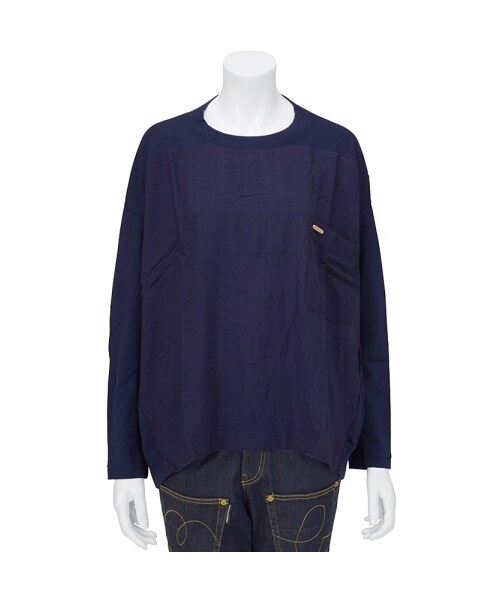 mercibeaucoup,（メルシーボークー）の「メルシーボークー、/ Ｂ：わさっとドッキング / カットソー（トップス・レディース・off white/navy/orange・01）」の7枚目の写真