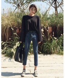 FLYMODEL | シンプルラウンドネックワイドスリーブ Tシャツ(P0000QKM)(Tシャツ/カットソー)