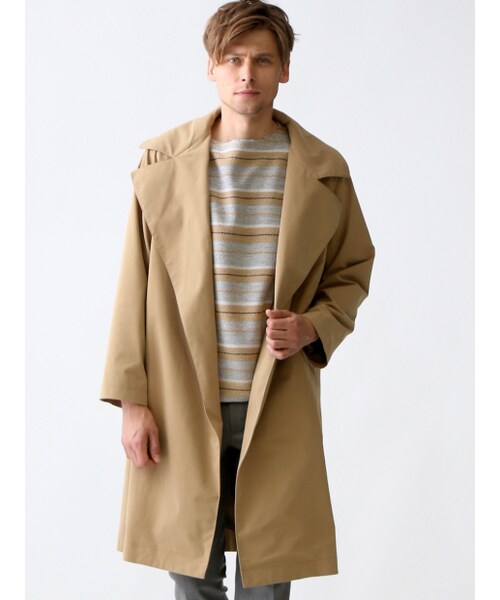 ABAHOUSE（アバハウス）の「ポリエステルストレッチオーバーコート【予約】（トレンチコート・メンズ・キャメル/カーキ・44/46/48）」の2枚目の写真